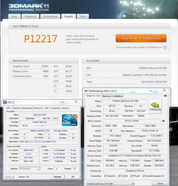 i7 950@4.2 (HT)   2xGTX580 Lightining @ 940