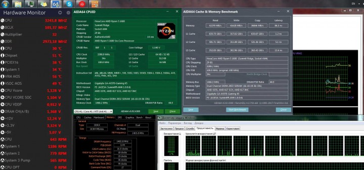 Результат AIDA64 Cache &amp; Memory Benchmark на максимально високій частоті, до якої у мене вистачило терпіння безкінечних спроб.<br />DDR4-2933 16-18-18-19-36